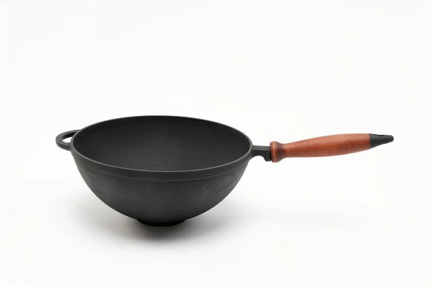 Сковорода чавунна WOK 26&times;12 см, V=3,5 л з дерев&rsquo;яною ручкою ТМ SYTON 2612W-H фото
