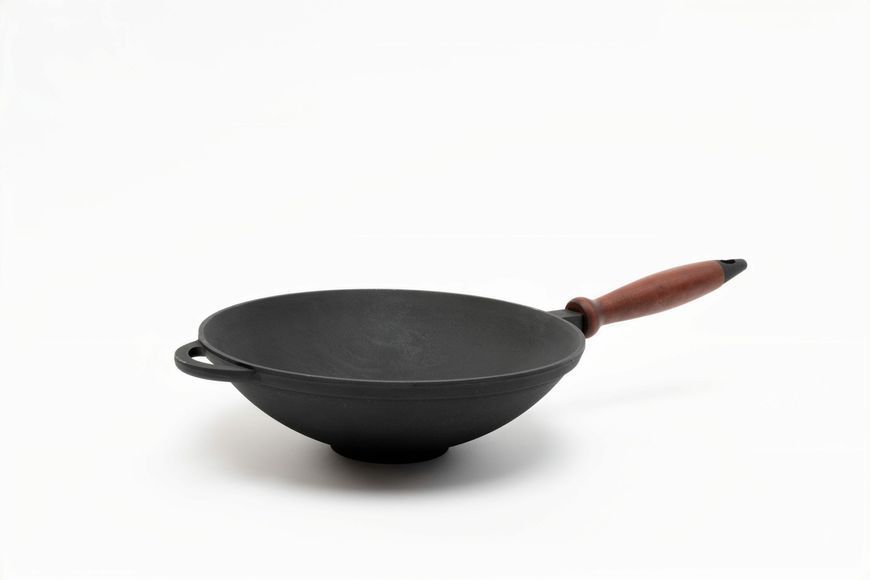 Сковорода чавунна WOK 26&times;8 см з дерев&rsquo;яною ручкою ТМ SYTON 2680W-H фото