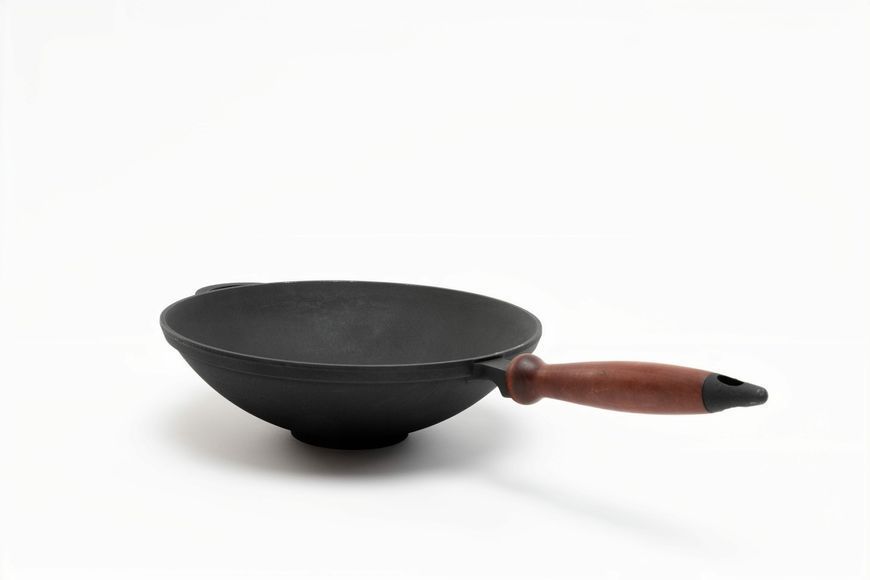 Сковорода чавунна WOK 26&times;8 см з дерев&rsquo;яною ручкою ТМ SYTON 2680W-H фото