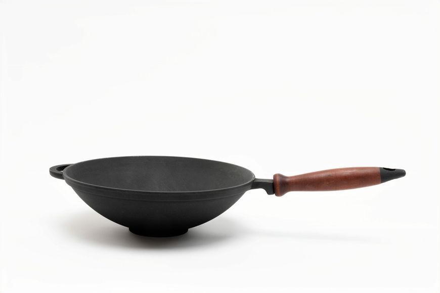Сковорода чавунна WOK 26&times;8 з чавунною кришкою та дерев&rsquo;яною ручкою ТМ SYTON 2680WH-K фото