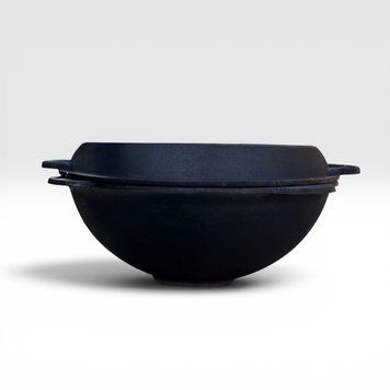 Казан чугунный узбекский 12 л WOK Davr Metall с крышкой-сковородой DM12-2 фото
