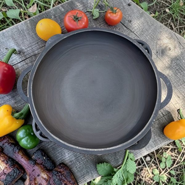 Казан чавунний узбецький 12 л WOK Davr Metall з кришкою-сковородою DM12-2 фото